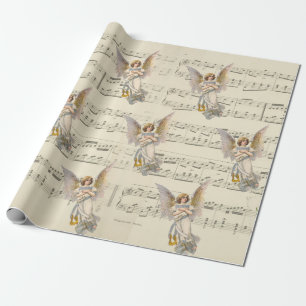 Papier Cadeau Christmas Angel Music Papier à enveloppement Vinta