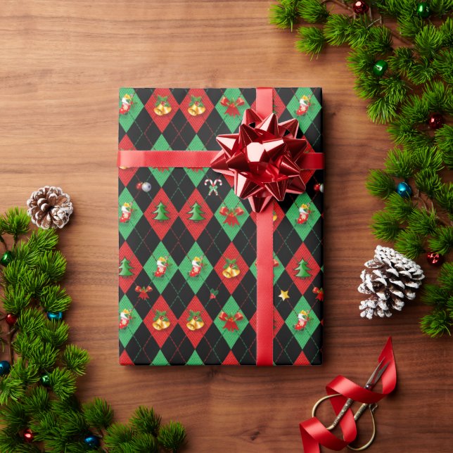 Papier Cadeau Christmas Argyle Diamond Pattern (Cadeau de vacances)