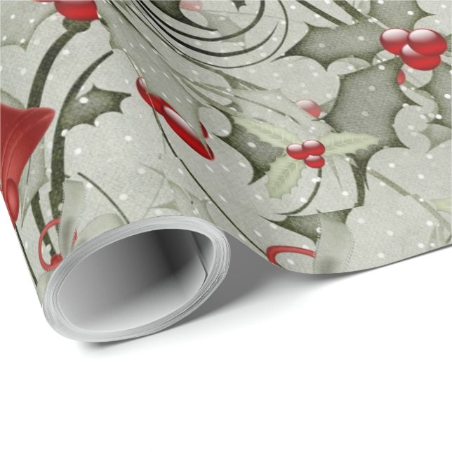Papier Cadeau Christmas Bells et Holly (Coin rond)