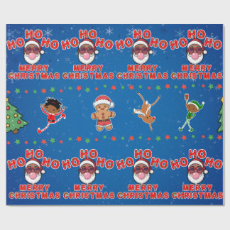 Papier Cadeau Christmas Black Santa Wrapping Paper