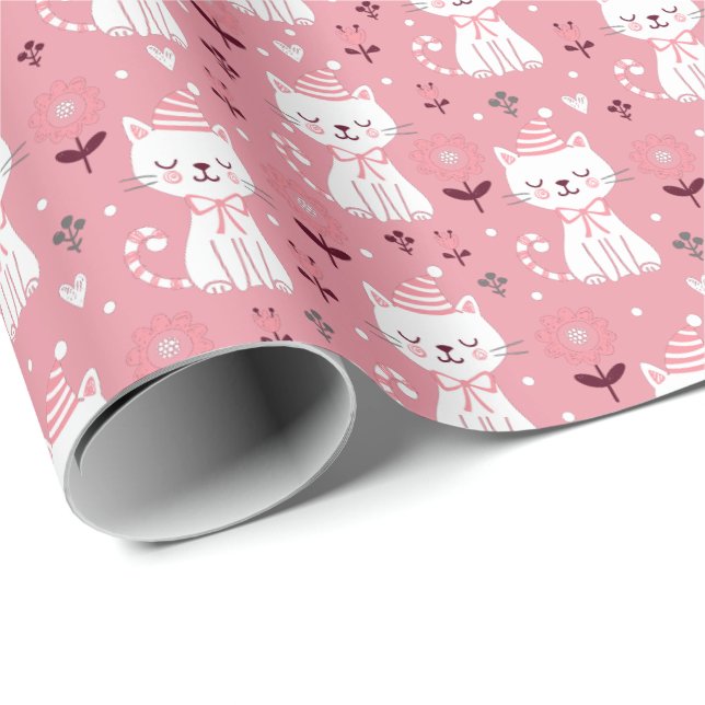 Papier Cadeau Christmas Cat (Coin rond)