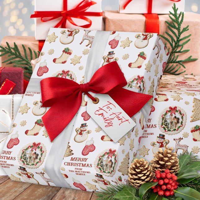 Papier Cadeau Christmas Custom Photo & From Name Cookie (Créateur téléchargé)