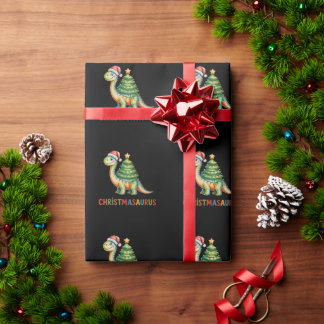 Papier Cadeau Christmas Dinosaur T Rex Dino Xmas Tree Lights