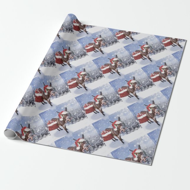 Papier Cadeau Christmas donkey with funny red hat (Déroulé)