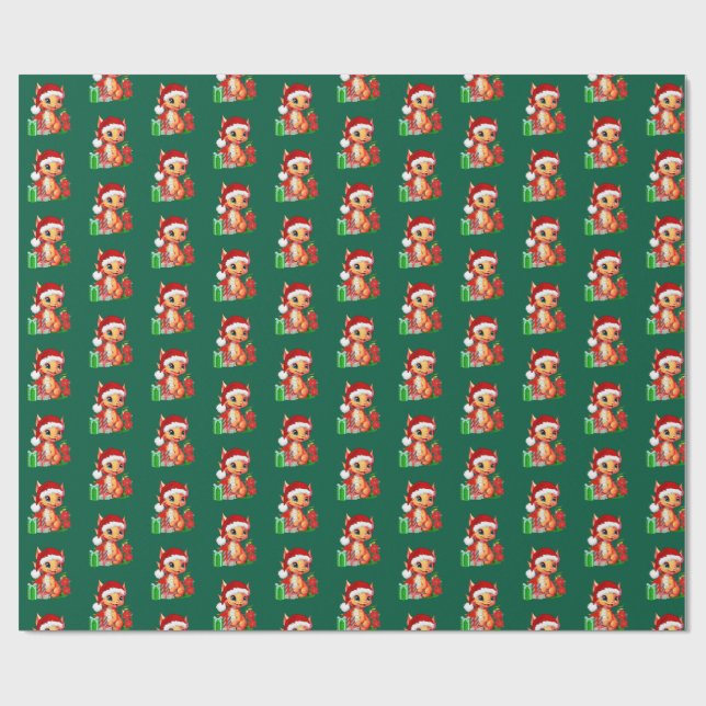 Papier Cadeau Christmas Dragon Wrapping paper (Plat)