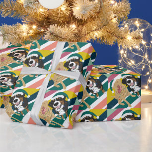 Papier Cadeau Christmas Dudley Labrador et Bernese Mountain Dog