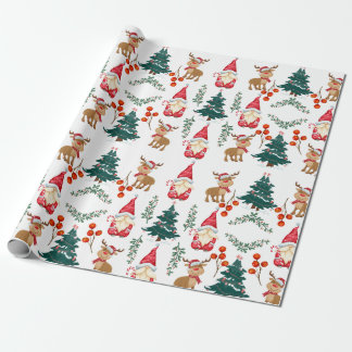Papier Cadeau Christmas gnome wrapping paper Scandinavian 