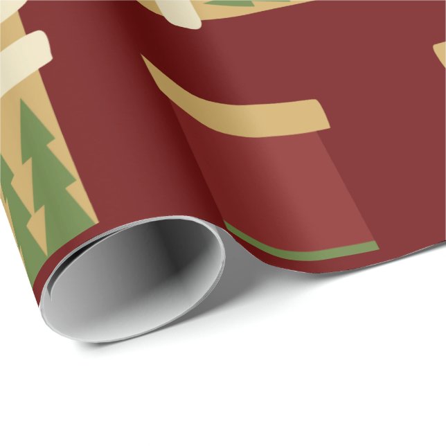Papier Cadeau Christmas Gold, Red, Green Socks  (Coin rond)