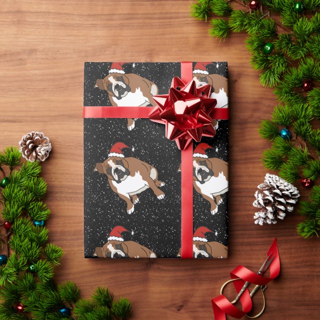 Papier Cadeau Christmas Holiday English Bulldog  (Cadeau de vacances)