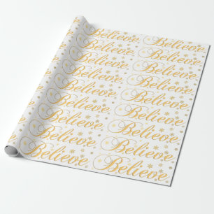 Papier Cadeau Christmas Holiday Gold Believe