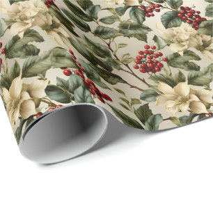 Papier Cadeau Christmas Holly Berry