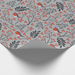 Papier Cadeau Christmas Holly et Birds