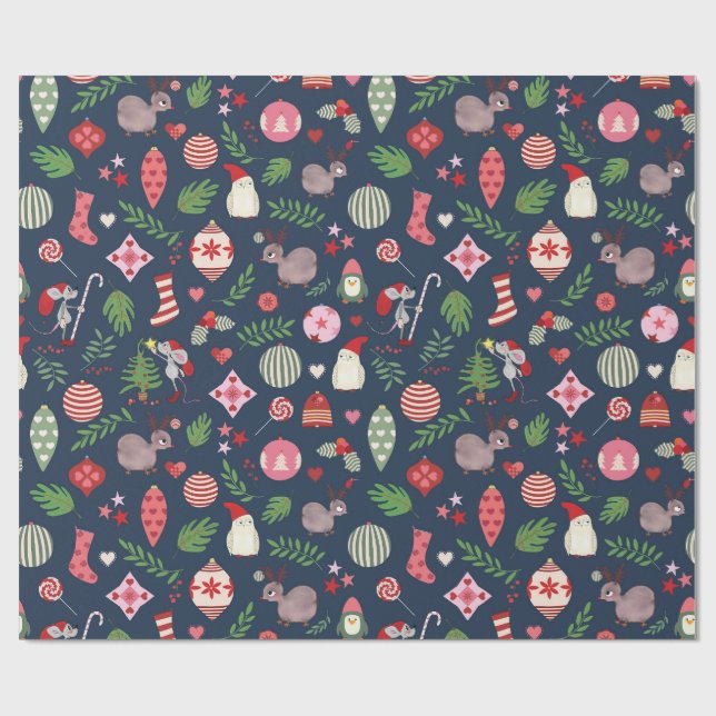 Papier Cadeau Christmas Icons Wrapping Paper  (Plat)