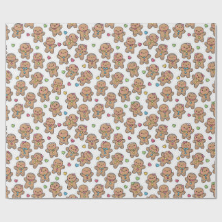 Papier Cadeau Christmas Kawaii Gingerbread Men Wrapping Paper