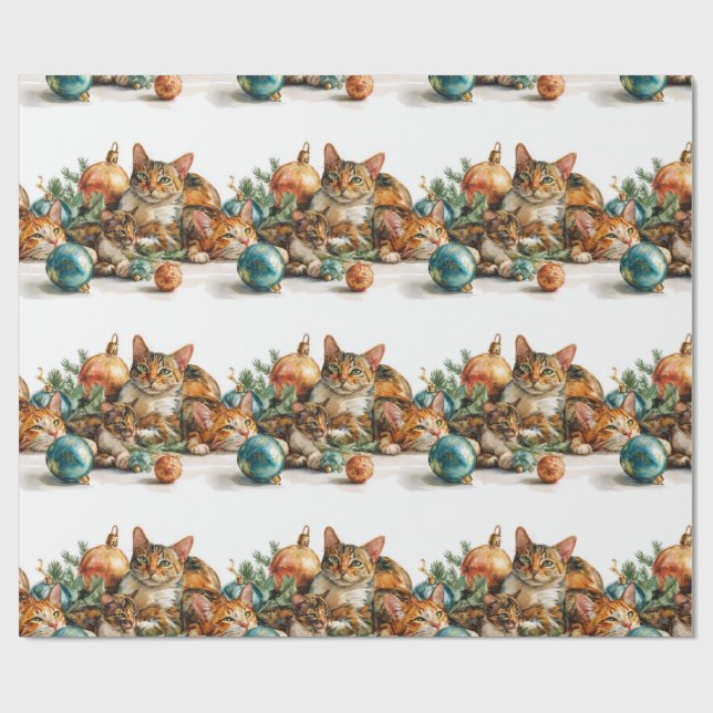 Papier Cadeau Christmas Kittens (Plat)