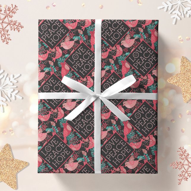 Papier Cadeau Christmas Love Peace Hope Winter Birds (Créateur téléchargé)