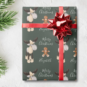 Papier Cadeau Christmas Moose Joyeux Noël Personnalisé