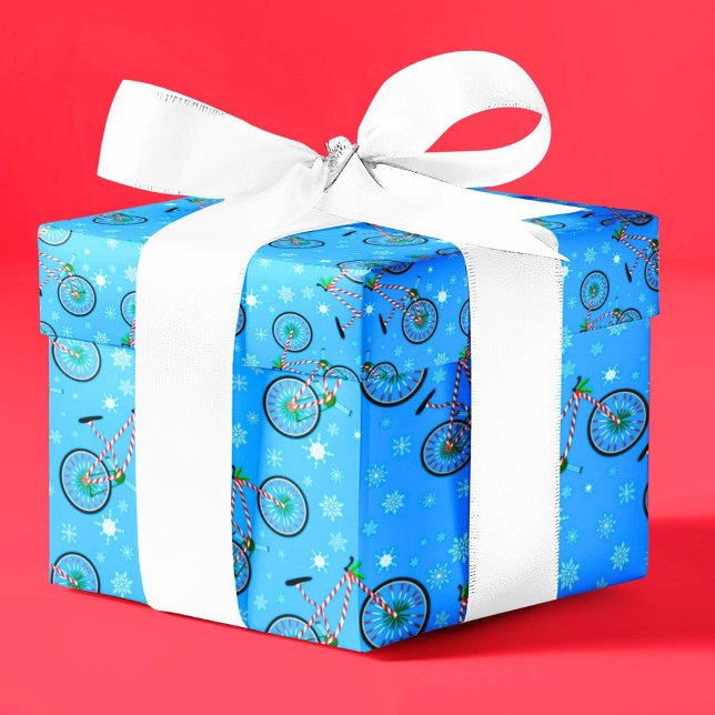 Papier Cadeau Christmas Peppermint Candy Cycling Bike Snowflakes (Créateur téléchargé)