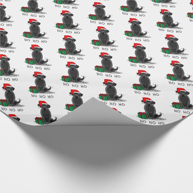 Papier Cadeau Christmas Père Noël Black Labrador Retriever Cute (Coin)
