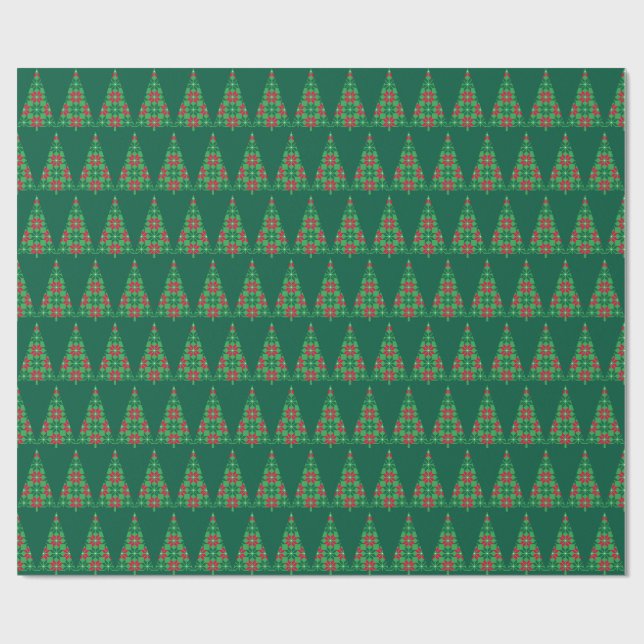 Papier Cadeau Christmas pixelated tree wrapping paper (Plat)
