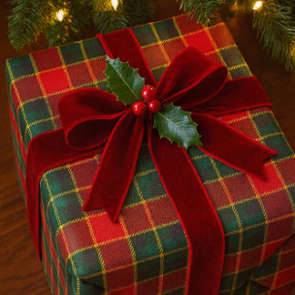 Papier Cadeau Christmas Red Green Tartan Glossy Holiday