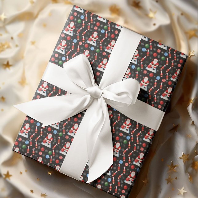 Papier Cadeau Christmas Santa's Bowling Pattern (Créateur téléchargé)