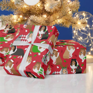 Papier Cadeau Christmas Shelter Shetland Sheepdog
