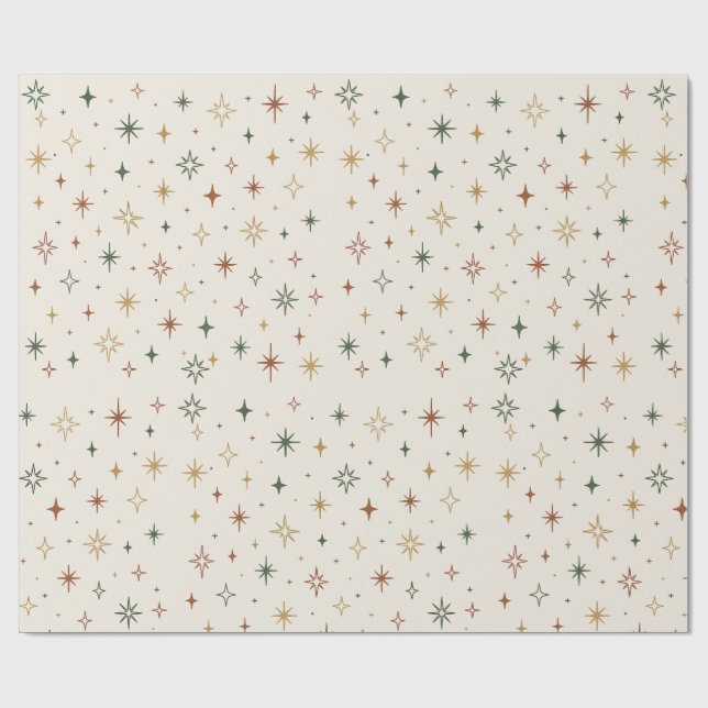 Papier Cadeau Christmas Stars & Sparkles Pattern			 (Plat)