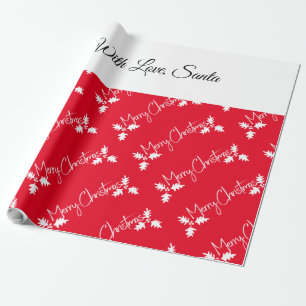 Papier Cadeau Christmas Stocking Style Modern Red Ajouter un nom