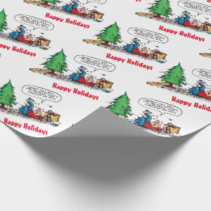 Papier Cadeau Christmas Tree Fight Drôle Drôle Cartoon Cadeau