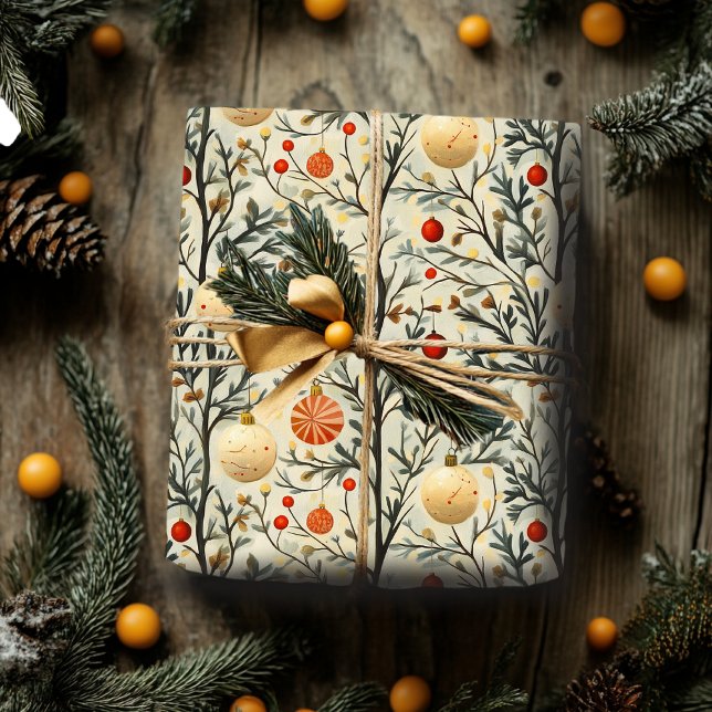 Papier Cadeau Christmas Wrapping Paper With Classic Ornaments  (Créateur téléchargé)