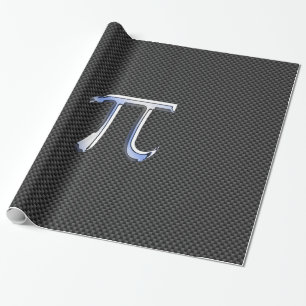 Papier Cadeau Chrome Argent Comme Symbole Pi sur Fibre de Carbon