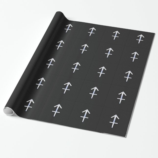 Papier Cadeau Chrome Comme Sagittarius Zodiac Connexion Noir (Déroulé)