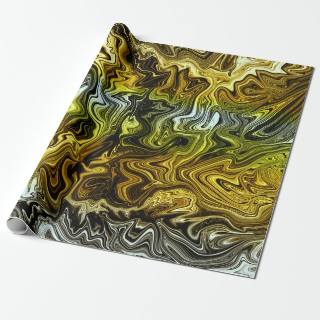 Papier Cadeau Chrome Liquide Metallic Gold Cool Party (Déroulé)
