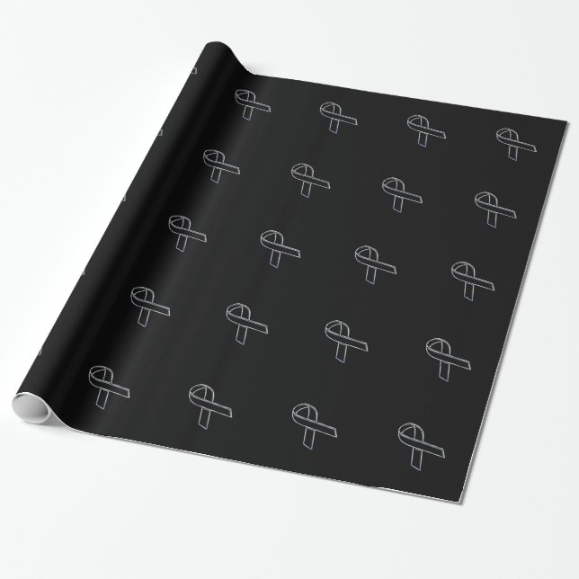 Papier Cadeau Chrome Noir sur le ruban noir (Déroulé)