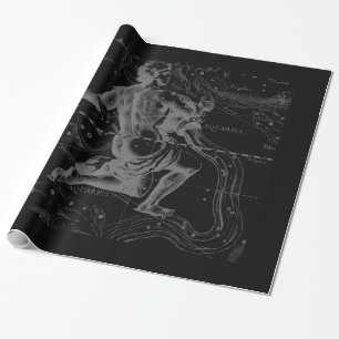 Papier Cadeau Chrome Style Aquarius Symbole Zodiaque sur Heveliu
