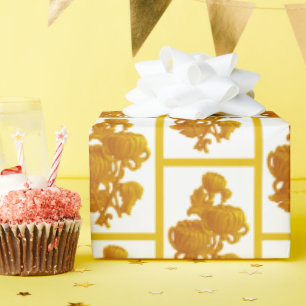 Papier Cadeau Chrysanthème jaune