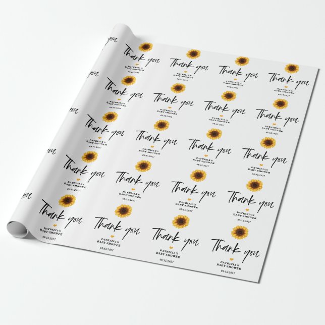 Papier Cadeau Chute en amour Baby shower de tournesol (Déroulé)