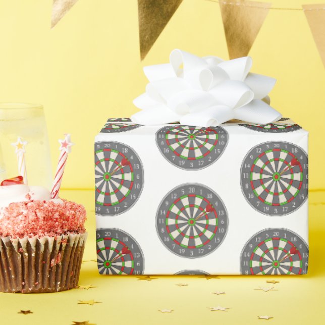 Papier Cadeau Cible de flechettes en blanc (Fête d'anniversaire)