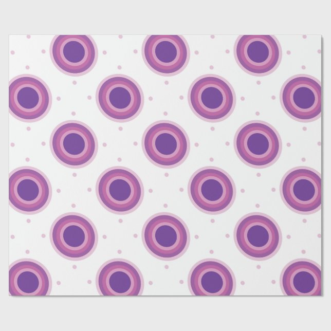 Papier Cadeau Cible Taureau Violet Points Ronds Cercles (Plat)
