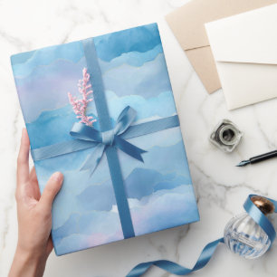Papier Cadeau Ciel Abstrait Brouillard Bleu Aquarelle Douce