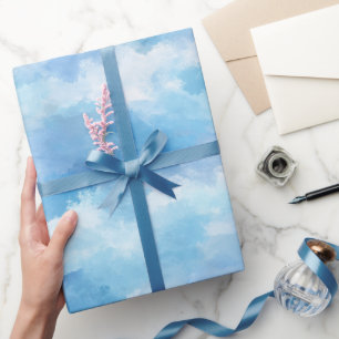 Papier Cadeau Ciel Abstrait Brouillard Bleu Aquarelle Douce