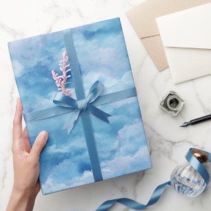 Papier Cadeau Ciel Abstrait Brouillard Bleu Aquarelle Douce