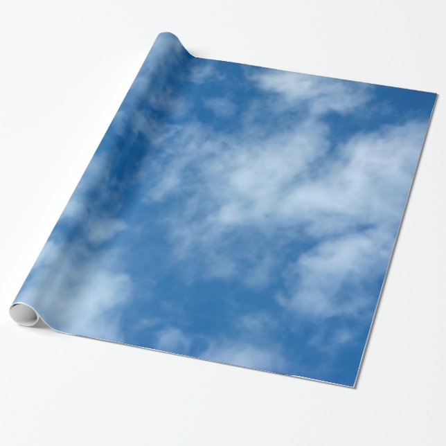 Papier Cadeau Ciel bleu avec nuages Papier d'enveloppement photo (Déroulé)