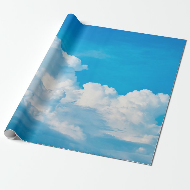 Papier Cadeau Ciel bleu nuages arrière - plans blanc (Déroulé)