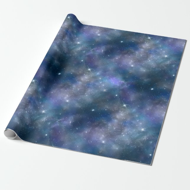 Papier Cadeau Ciel de nuit Papier d'emballage nuageux (Déroulé)