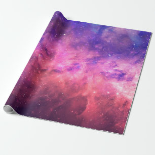 Papier Cadeau Ciel étoilé cosmique violet rose Galaxie Feu de ci