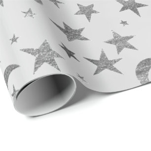 Papier Cadeau Ciel métallique élégant de gris argenté de lun