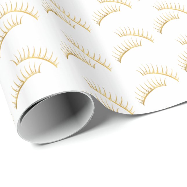 Papier Cadeau Cils d'or (Coin rond)