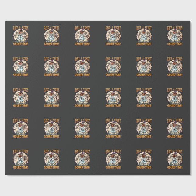 Papier Cadeau Cimetière de citrouille fantôme, avoir un temps de (Plat)
